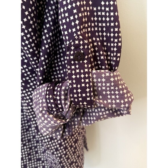 Chico's 3XL Purple Dot Print Blouse Button Down Long Sleeve Minimalist Fall Chic - Picture 9 of 13